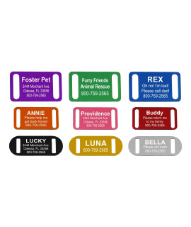 Slide-On Pet ID Tag collar Tag 3 Sizes & 9 colors to choose from (Black, Small)