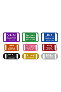 Slide-On Pet ID Tag collar Tag 3 Sizes & 9 colors to choose from (Blue, Large)