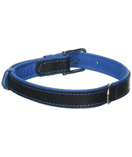 Dogline Wide 1 Length 19-24 Soft Leather Dual color collar Large Royal Blue