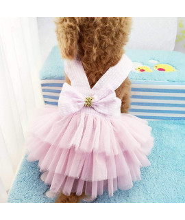 Dog Dresses, Fashion Pet Dog clothes, Striped Mesh Puppy Dog Princess Dresses (Pink, Medium)