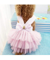 Dog Dresses, Fashion Pet Dog clothes, Striped Mesh Puppy Dog Princess Dresses (Pink, Large)