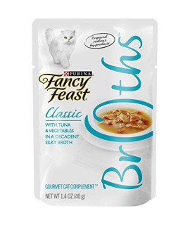 Fancy Feast Broths For cats Tuna & Vegetables In A Decadent Silky Broth - Pack of 16 1.4 Oz. Ea.