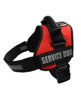 ALBcORP Service Dog Vest Harness - Reflective - Woven Polyester & Nylon, comfy Mesh Padding, Large, RED