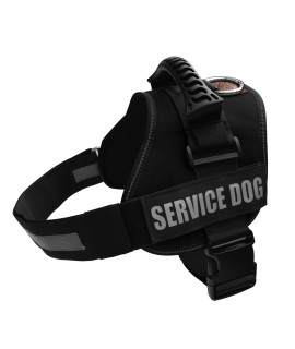 ALBcORP Service Dog Vest Harness - Reflective - Woven Polyester & Nylon, comfy Mesh Padding, Extra Large, Black