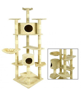 Cat Tree New Beige 80" Condo Furniture Scratching Post Pet Cat Kitten House 9080