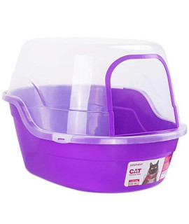 Covered Litter Box, Jumbo Hooded Cat Litter Box Holds Up to Two Small Cats Simultaneously,Extra Large Purple by Petphabet