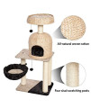 MidWest Homes for Pets Cat Tree | Reid Cat Furniture, 3-Tier Cat Activity Tree w/ Sisal Wrapped Support Scratching Posts & Dangle Play Balls, Woven Rattan & Script Medium Cat Tree