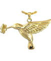 Memorial Gallery MG-3341gp Hummingbird and Flower 14K Gold/Sterling Silver Plating Cremation Pet Jewelry