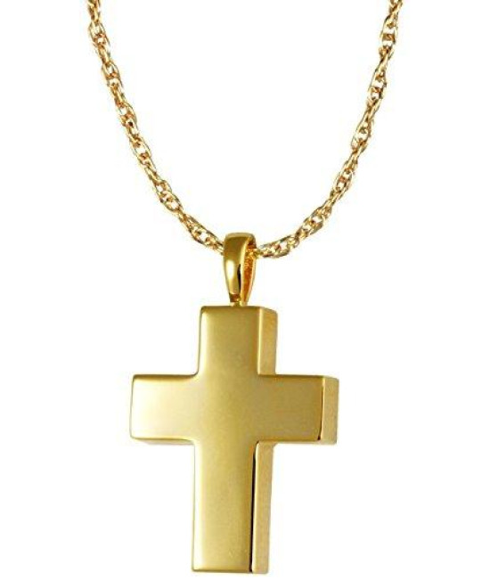 Memorial Gallery MG-3158gp Medium Cross 14K Gold/Sterling Silver Plating Cremation Pet Jewelry