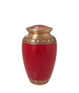 Memorial Gallery 8558D Brass Cremation Pet Urn, 6", Cherry Red