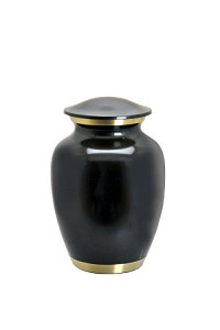 Memorial Gallery 8414D Darker Dark Pewter with Two Gold Bands Cremation Pet Urn, 6"