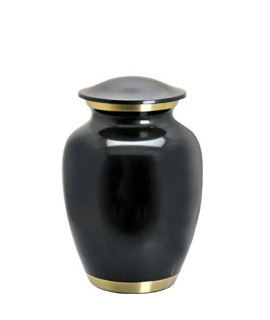 Memorial Gallery 8414D Darker Dark Pewter with Two Gold Bands Cremation Pet Urn, 6"