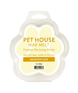 One Fur All Pet House Wax Melts by, Pack of 2 - Mandarin Sage - Long Lasting Pet Odor Eliminating Wax Melts, 100% Natural Soy Wax Melts, Non-Toxic Pet Wax Melts, Dye-Free Unique, Made in USA