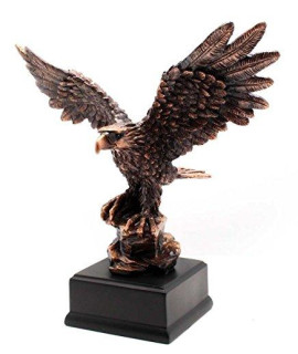 Patinated copper Eagle Flying Off Its Perch Figurine Sculpture Statue