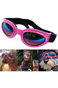 QUMY Dog goggles Eye Wear Protection Waterproof Pet Sunglasses for Dogs About Over 15 lbs (Pink)