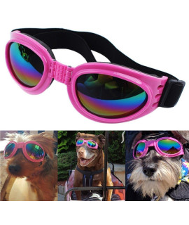 QUMY Dog goggles Eye Wear Protection Waterproof Pet Sunglasses for Dogs About Over 15 lbs (Pink)