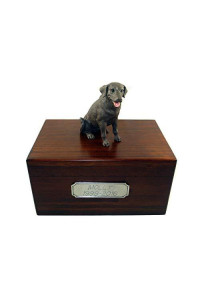 Conversation Concepts Beautiful Paulownia Medium Wooden Urn with Chocolate Labrador Figurine & Personalized Pewter Engraving ?