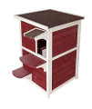 Petsfit Outdoor Cat House, 2 Story Outside Cat Shelter Condo Enclosure with Escape Door for Stray Feral Cats Weatherproof
