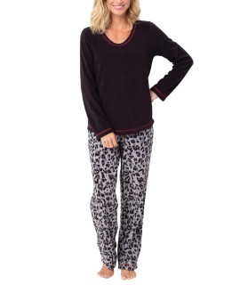 Pajamagram Pajamas For Women Soft - Fleece Pajamas Women, Black, L, 12-14