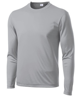 Opna Mens Long Sleeve Moisture Wicking Athletic Shirts Silver-M