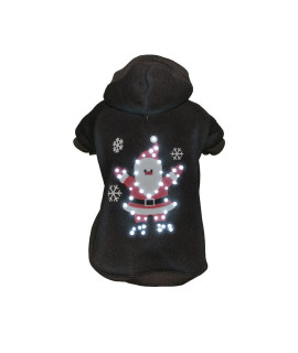 Pet Life Juggling Santa LED Flashing christmas Dog Sweater - Holiday Pet costume with Pull-Over Dog Hoodie