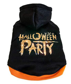 PET LIFE Halloween Party LED Lighting Fashion Designer Holiday Pet Dog Costume Sweater Hoodie w/ Included Batteries, Medium, Black