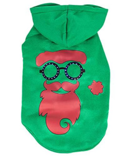 PET LIFE Cool Santa Shades LED Lighting Fashion Designer Christmas Holiday Pet Dog Costume Sweater Hoodie w/ Included Batteries, X-Small, Green