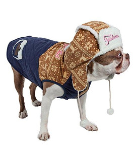 Touchdog Snowadayz Pom Pom Fashion Designer Pet Dog Coat Hooded Sweater Jacket Hoodie, Large, Yellow / Blue