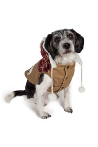 TOUcHDOg Snowadayz Pom Pom Fashion Designer Pet Dog coat Hooded Sweater Jacket Hoodie, X-Large, Red Beige