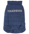 Touchdog Waggin Swag Fashion Designer Reversible 3M Insulated Pet Dog Coat Jacket, Large, Blue / Grey