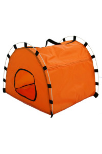 PET LIFE Skeletal Outdoor Travel camping Wire-Folding collapsible Pet Dog crate House Tent w Travel Bag, One Size, Orange