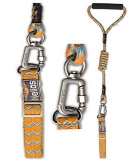 Doghelios Dura-Tough Easy Tension 3M Reflective Adjustable Multi-Swivel Pet Dog Leash And Collar, Large, Orange