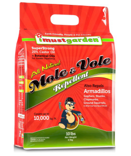 I Must garden Mole Vole Repellent: Professional Strength - Twice The coverage - All Natural Ingredients - Pleasant Scent - 10lb