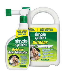 Simple Green Outdoor Odor Eliminator for Pets, Dogs, Ideal for Artificial Grass & Patio (32 oz Hose End Sprayer & 1 Gallon Refill)