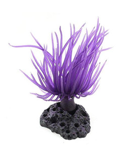 uxcell Soft Silicone Aquarium Fish Tank Anemone coral Plant Ornament Purple