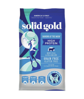 Solid gold grain Free Dry Dog Food for Adult & Senior Dogs - Made with Real Beef, Egg, and Pea - Barking at The Moon High Protein Dog Food for High Energy, Sensitive Stomach and Immune Support