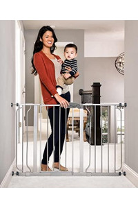 Regalo Easy Step 49-Inch Extra Wide Baby Gate, Includes 4-Inch and 12-Inch Extension Kit, 4 Pack of Pressure Mount Kit and 4 Pack of Wall Mount Kit, Platinum