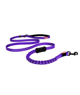 EzyDog Zero Shock Lite Bungee Dog Leash for Small Dogs - Perfect for Dogs 26 lbs or Less - Shock Absorbing Design for Superior Comfort and Control - Reflective for Nighttime Safety (72". Purple)