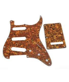 KAISH 11 Hole STStrat Style Pickguard SSS Pick guard with ST Back Plate Tremolo Trem cover for StratocasterStrat Made in USAMexico Tiger Stripe