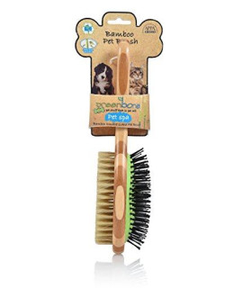 Greenbone All Natural Bamboo Pet Grooming Brushes - Made from Sustainable Materials (Double Sided Brush), Brown
