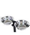 PawHut 24 Stainless Steel Adjustable Height Elevated Double Diner Dog Bowls - Silver/Black