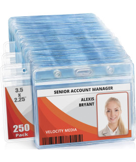 Mifflin-USA Horizontal ID Name Badge Holder (clear, 35x225 Inches, 250 Pack), Waterproof and Resealable Plastic card Holders