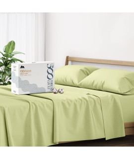 500 Thread Count 100 Cotton Sheet Sage Green King Sheets Set, 4-Piece Long-Staple Combed Pure Cotton Best Sheets For Bed, Breathable, Soft Silky Sateen Weave Fits Mattress Upto 16 Deep Pocket