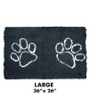 My Doggy Place - Ultra Absorbent Microfiber Dog Door Mat, Durable, Quick Drying, Washable, Prevent Mud Dirt, Keep Your House Clean (Charcoal w/ Paw Print, Large) - 36 x 26 inch