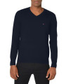 Tommy Hilfiger Mens Cotton V Neck Sweater, Masters Navy, Large