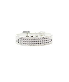 Mirage Pet Products Three Row clear crystal Dog collar Size 12 White