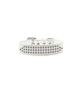 Mirage Pet Products Three Row clear crystal Dog collar Size 20 White