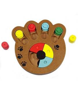 Leeaw Interactive Treated Wooden Pet Dog Slow Food Paw Puzzle Toy