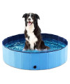Jasonwell Foldable Dog Pet Bath Pool Collapsible Dog Pet Pool Bathing Tub Kiddie Pool for Dogs Cats and Kids (32inch.D x 8inch.H, Blue)