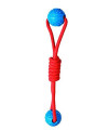 Chase n Chomp Barney Fetch Double Ball Tug Toy That Floats